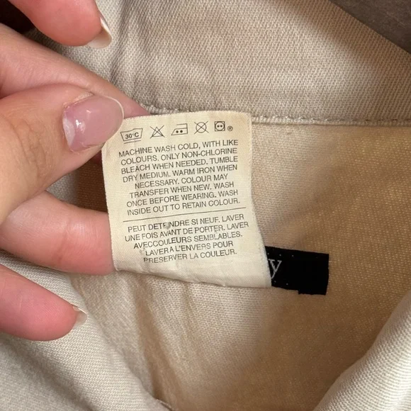 Theory Light Beige Jean Jacket | Large - Picture 3 of 5